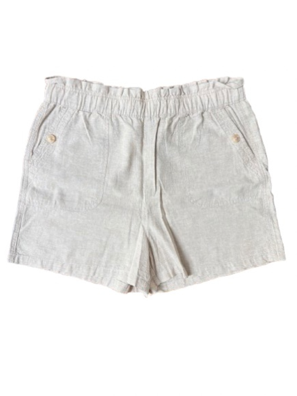 Joe Fresh Light Beige Elastic Waist Linen-Blend Shorts